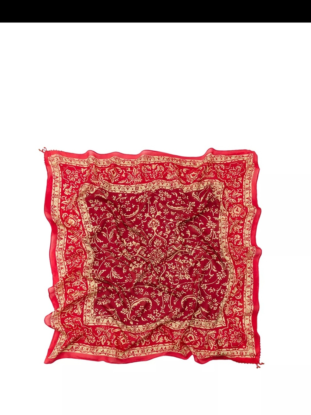 Zara Red and Gold Floral Silk-Feel Scarf